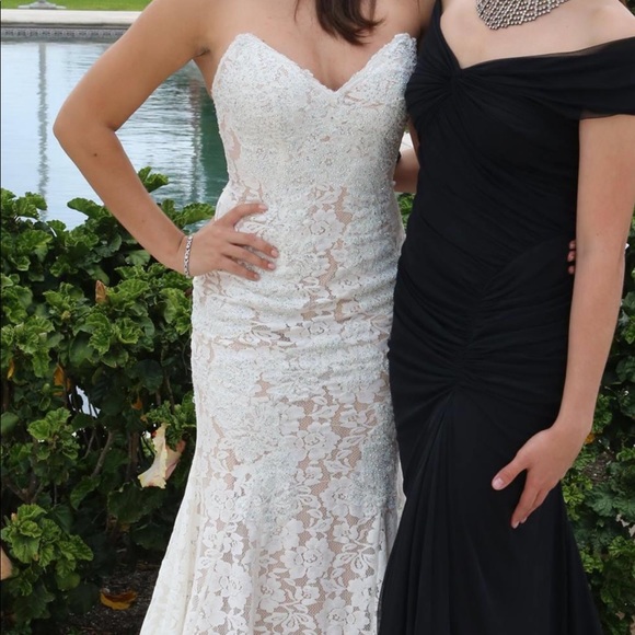 Jovani White Lace Prom Dress - Picture 6 of 7